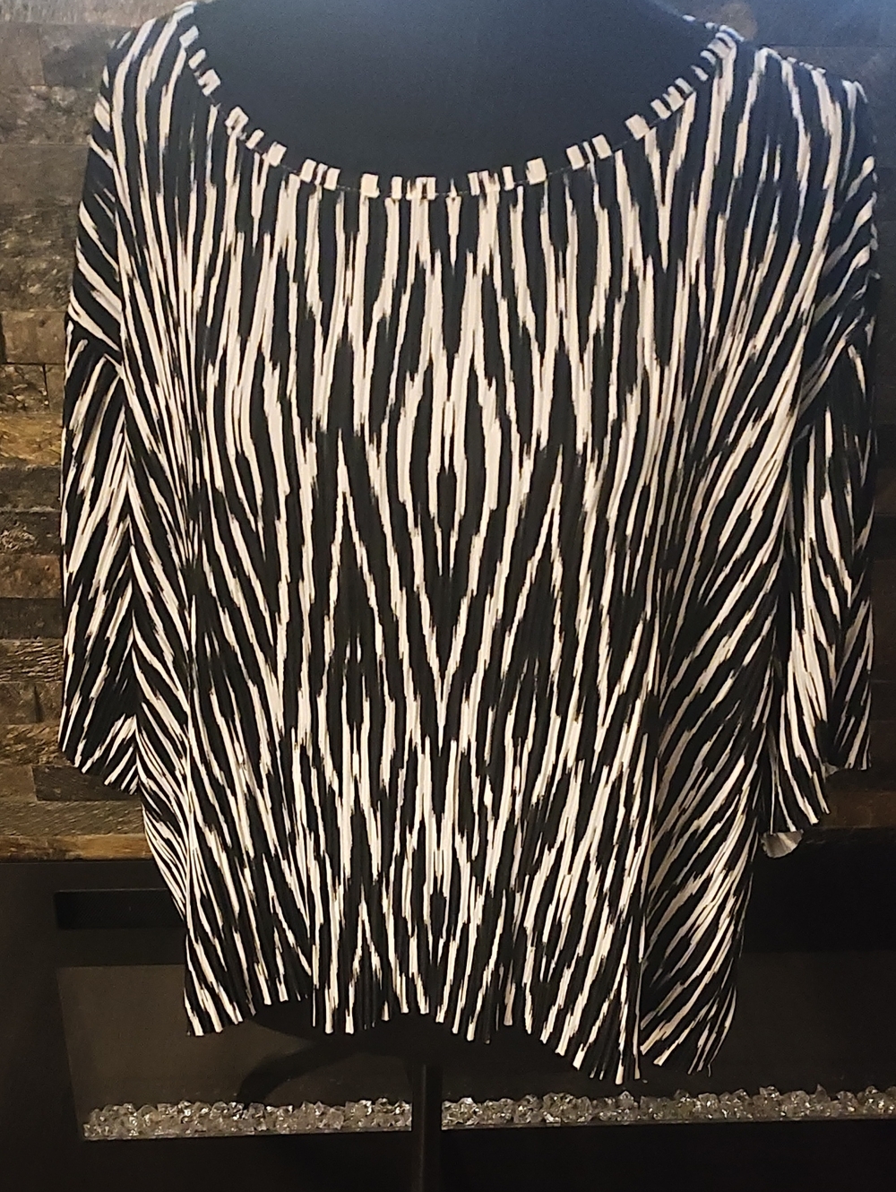 No Iron Pleated Black & White Patterned Women's Loungewear Pantsuit Size XL NWT